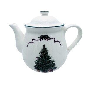 Vintage O’Tannenbaum Teapot The Cellar MPD 1992 Japan Christmas Crazing
